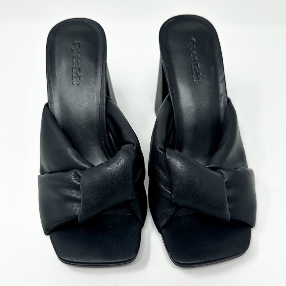 NEW Open Edit Black Braided Faux Leather Sandal Block Heels NWOT, Size 6.5 - Picture 7 of 12